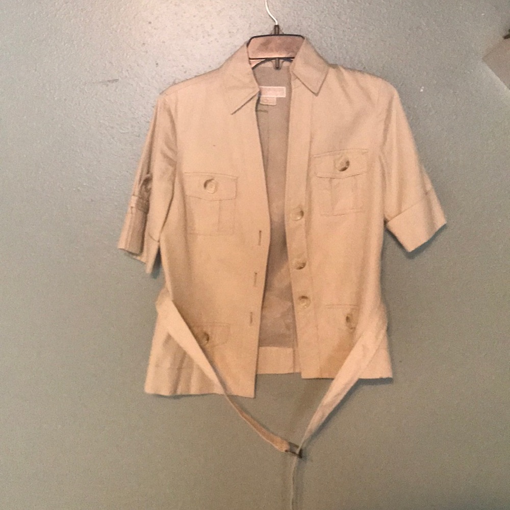 Tan Belted Blouse with Pockets- Michael Kors